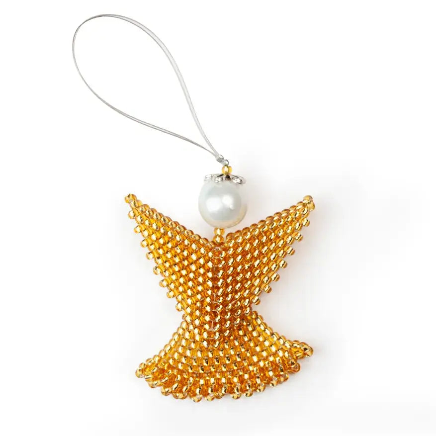 3D Hand-Beaded Angel Christmas Ornament - Assorted Colors