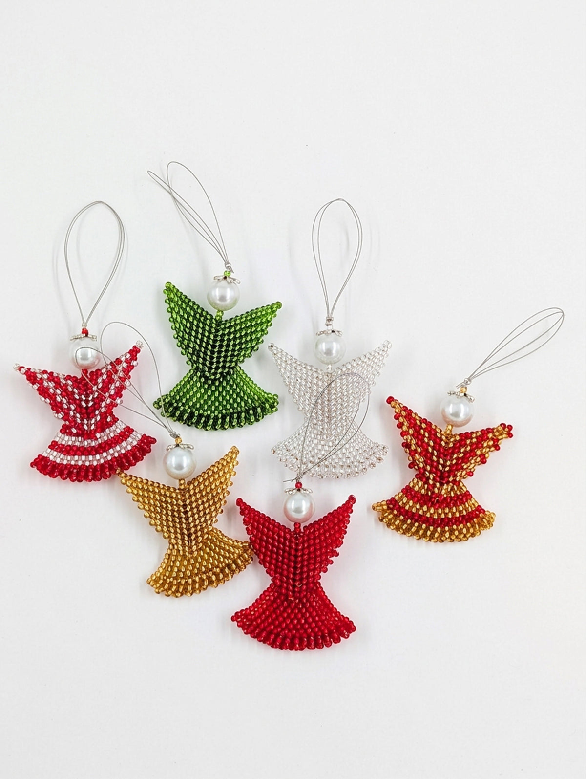 3D Hand-Beaded Angel Christmas Ornament - Assorted Colors
