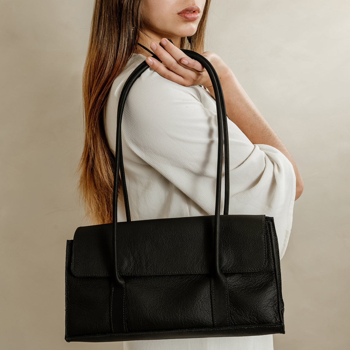 East-West Shoulder Bag in Black
