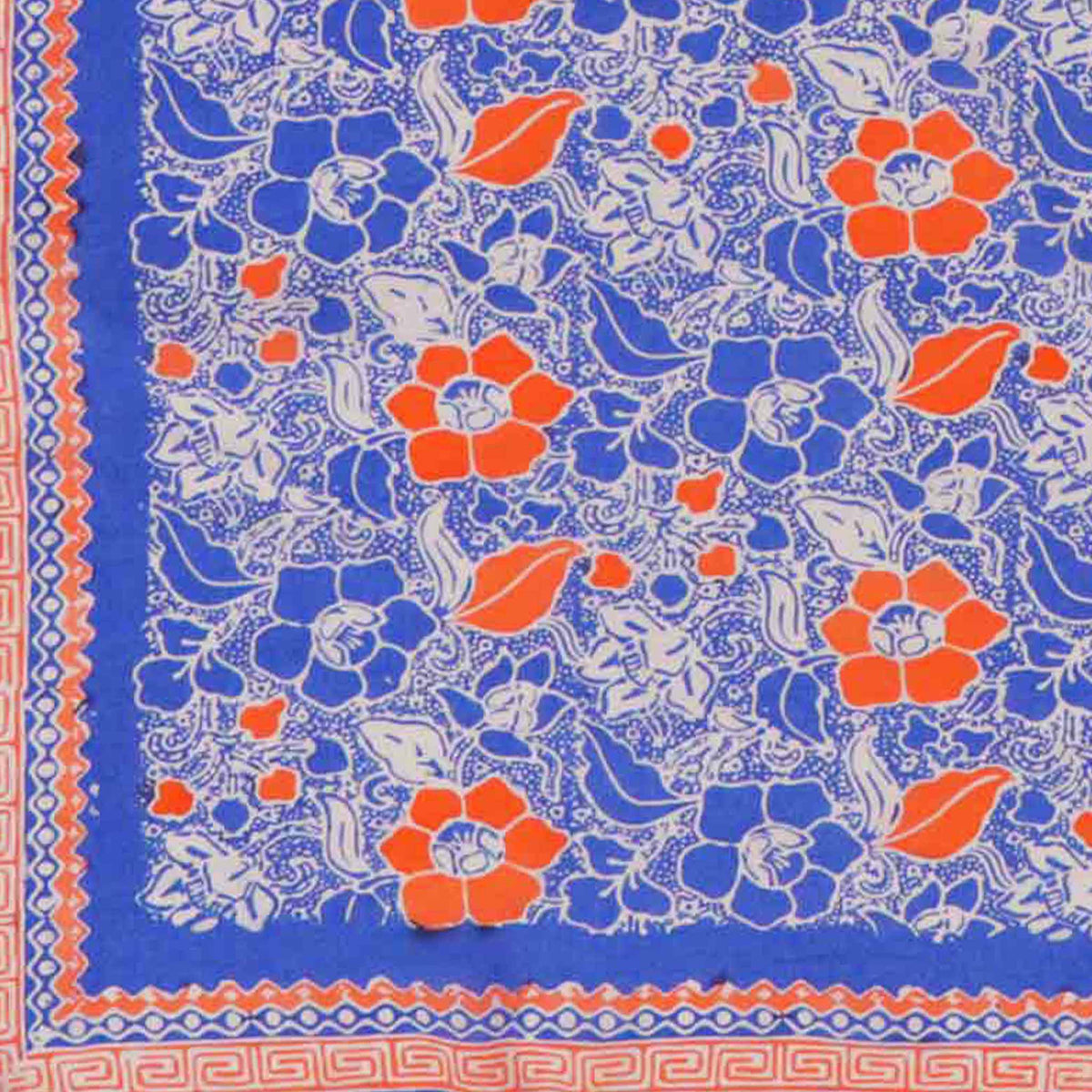 Hand Dyed Batik Bandana, 100% Soft Cotton, Sunset Sky, Blue, Orange