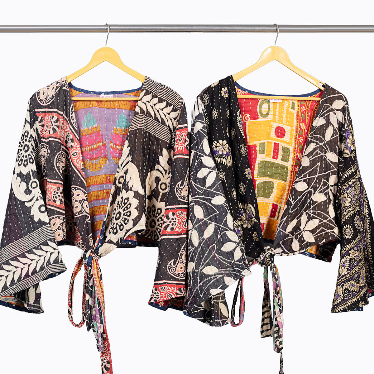 Reversible Black Kantha Butterfly Top