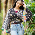 Reversible Black Kantha Butterfly Top