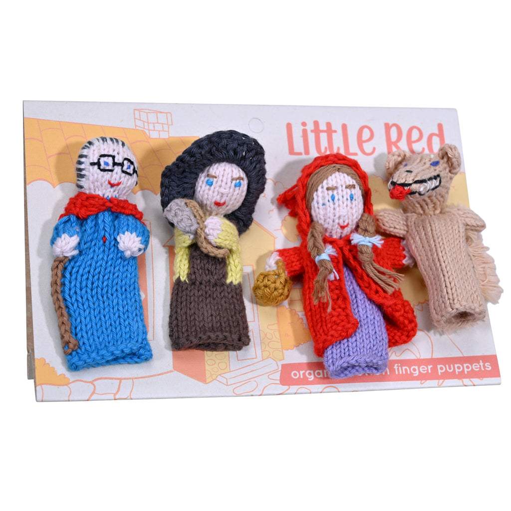 Little Red Gift Set of 4 Finger Puppets in Organic Cotton