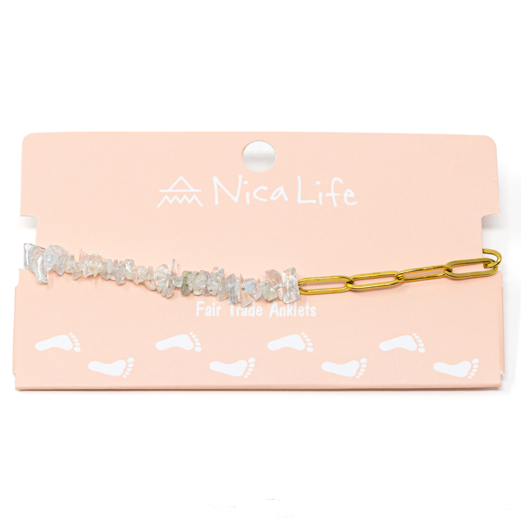 Meet me Halfway Anklet in Aquamarine & Gold Chain