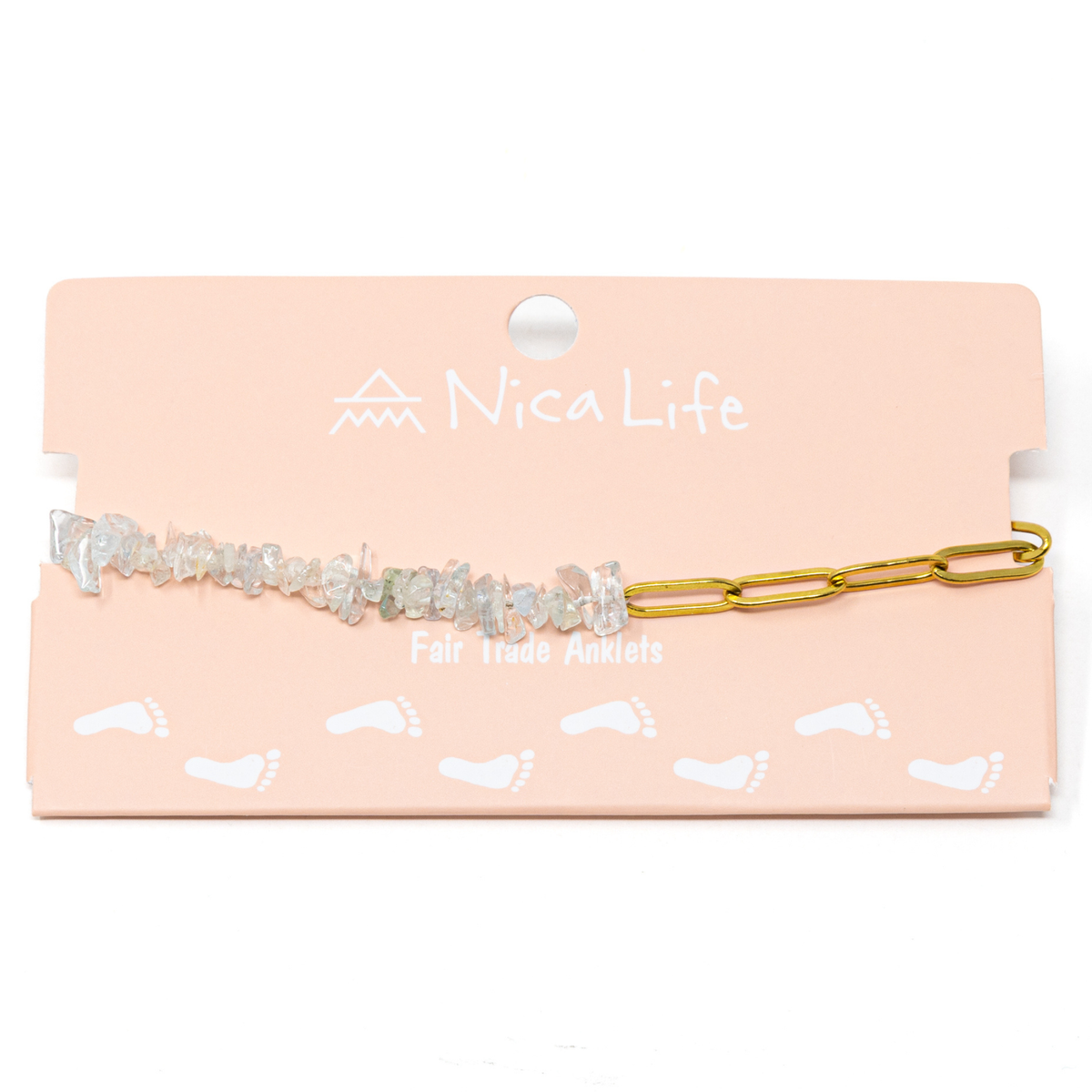 Meet me Halfway Anklet in Aquamarine & Gold Chain