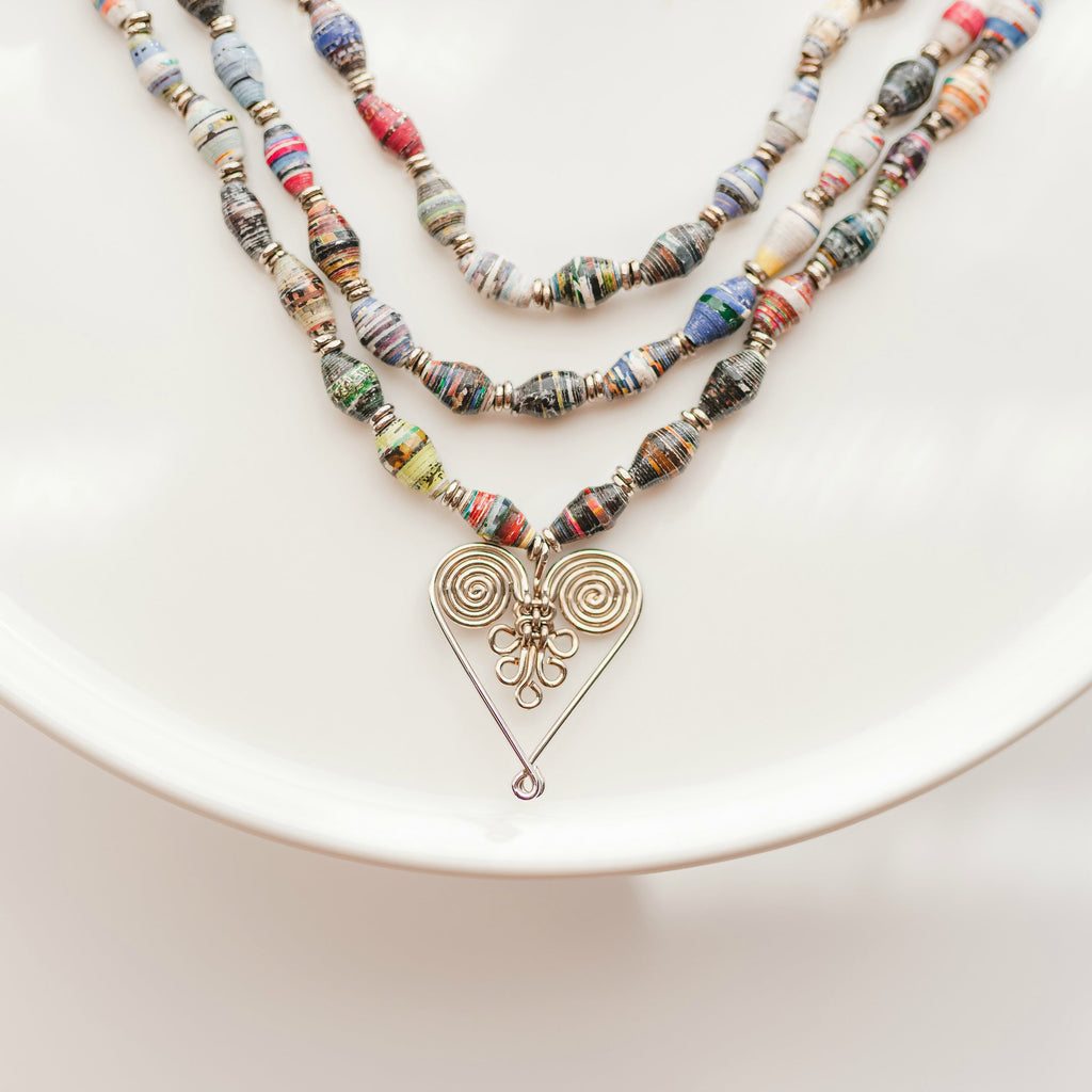 3 Strand Healing Hearts Statement Necklace