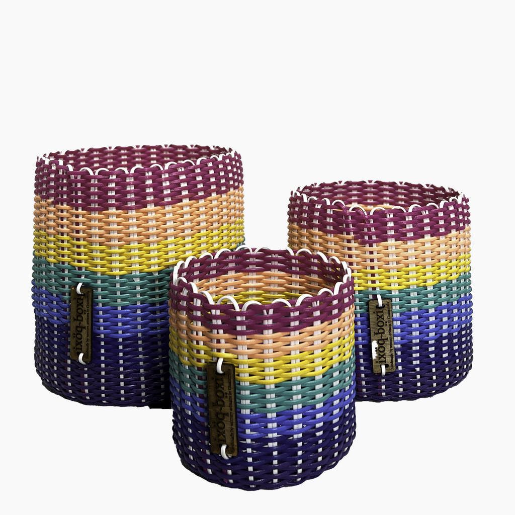 round 'catch all' / plant pots ~ multicolor stripes