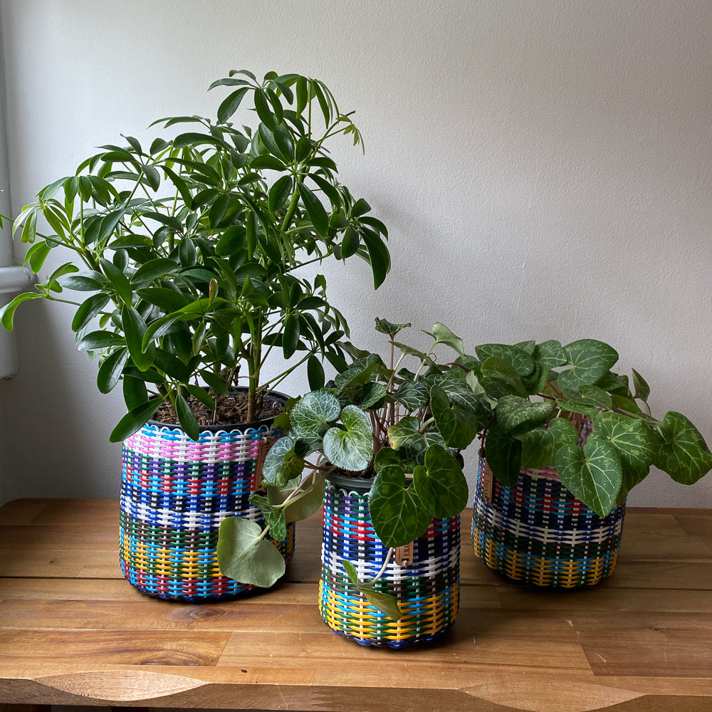 round 'catch all' / plant pots ~ multicolor stripes