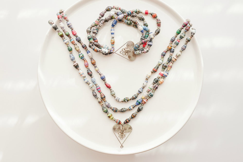 3 Strand Healing Hearts Statement Necklace