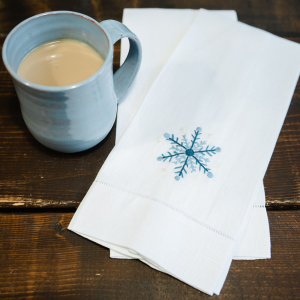 100% Linen Tea Towel - Snowflake