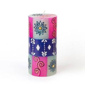 Hand painted Candles - Sari design 3x6 pillar candle